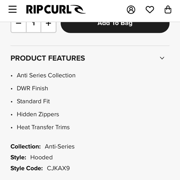 Rip Curl Elite Anti-Series Zip Through Jacket XL Never Worn - Picture 4 of 10